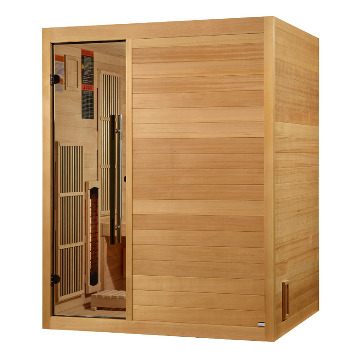 Golden Designs 2025 Soria 3 Person Hybrid Indoor Sauna Featuring Full Spectrum and Harvia Traditional Stove 7