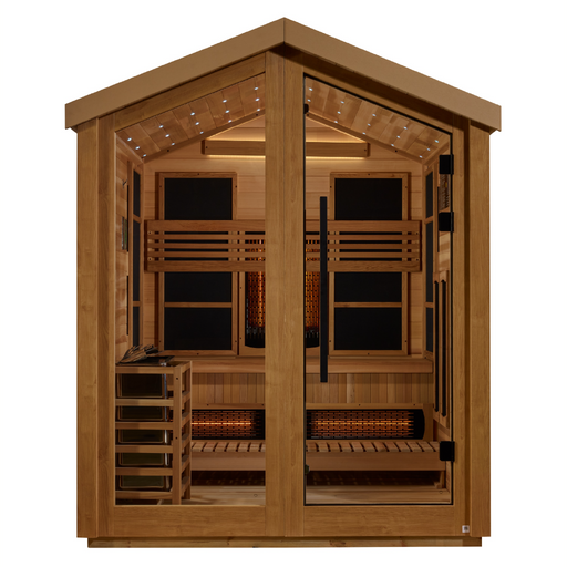 Golden Designs Loviisa 3 Person Hybrid (PureTech™ Full Spectrum IR or Traditional Stove) Outdoor Sauna 1