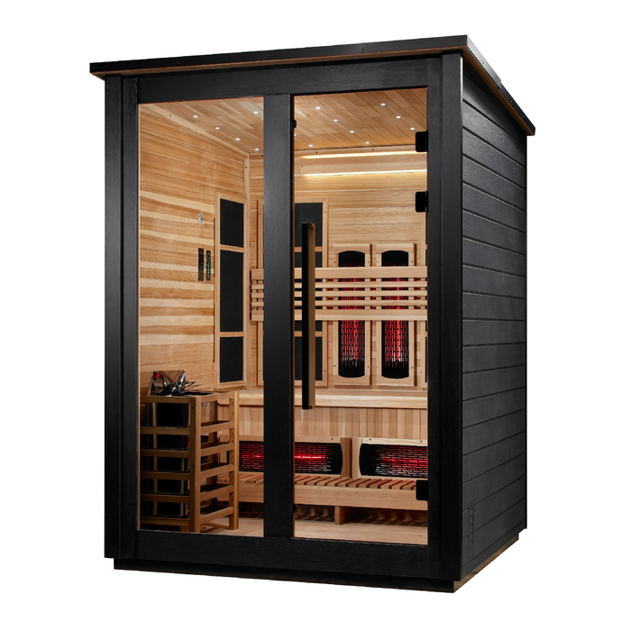 Golden Designs Loviisa 3-Person Black Barn Hybrid Outdoor Sauna | GDI-8523-04