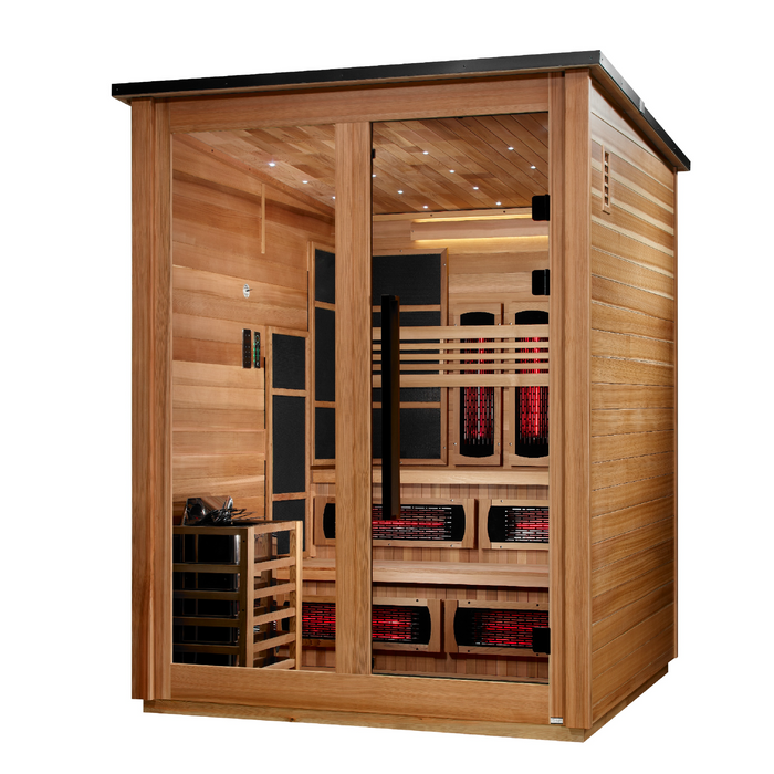 Golden Designs Kaskinen 6-Person Pacific Cedar Barn Hybrid Outdoor Sauna | GDI-8526-02