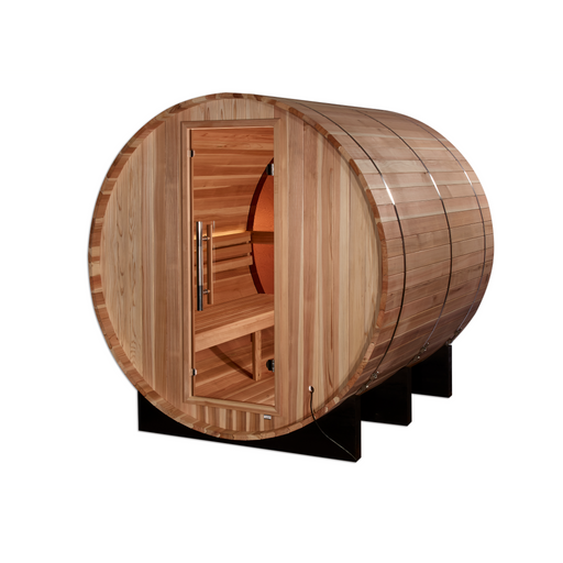 Golden Designs "Zurich" 4 Person Barrel with Bronze Privacy View - Traditional Sauna 1