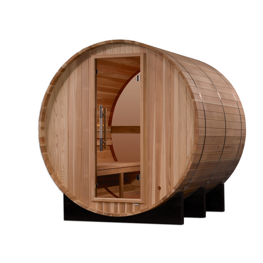 Golden Designs "Zurich" 4-Person Barrel with Bronze Privacy View Traditional Sauna | GDI-B024-01