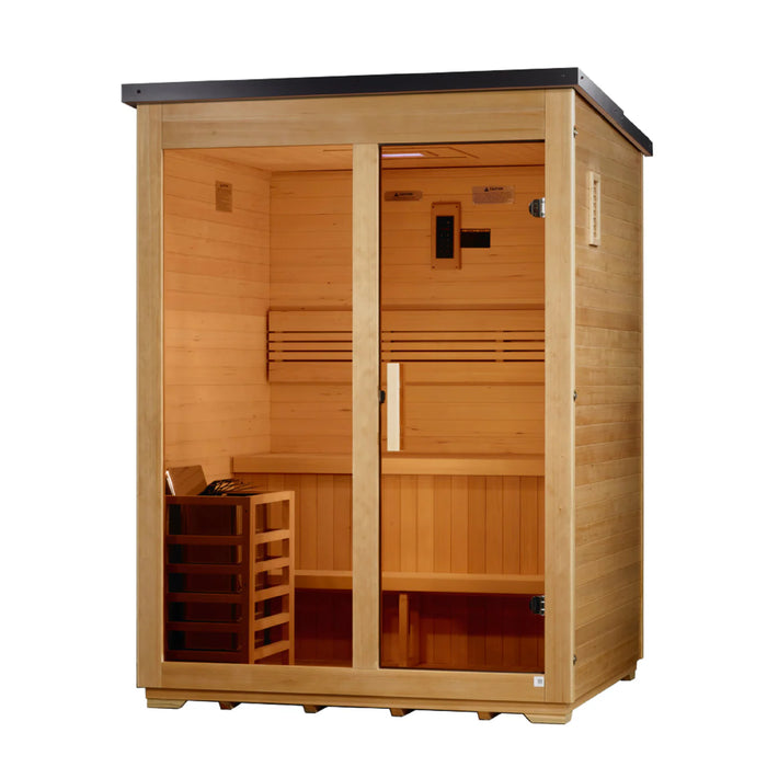 Golden Designs Arlberg 3-Person Traditional Outdoor Sauna - Flat Roof | GDI-8003-01