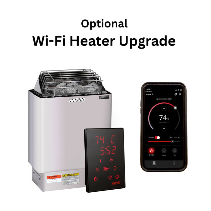 Harvia WiFi Heater, Golden Designs Arlberg 3-Person Traditional Outdoor Sauna - Flat Roof | GDI-8003-01