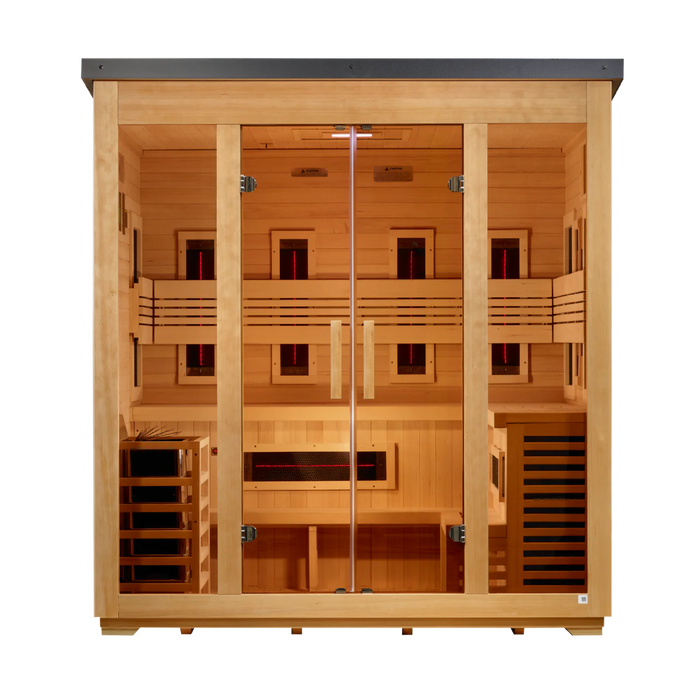 Golden Designs Gargellen 5-Person Hybrid Outdoor Sauna - Flat Roof | GDI-8025-01