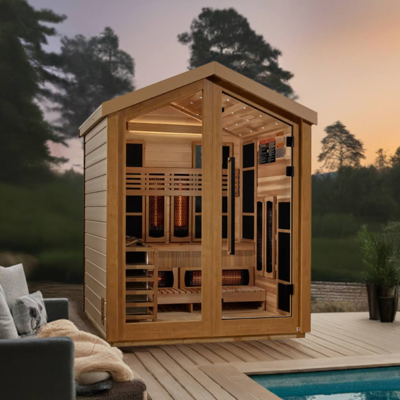 Golden Designs "Loviisa" 3-Person Barn Hybrid (PureTech™ Full Spectrum IR or Traditional Stove) Outdoor Sauna | GDI-8523-01