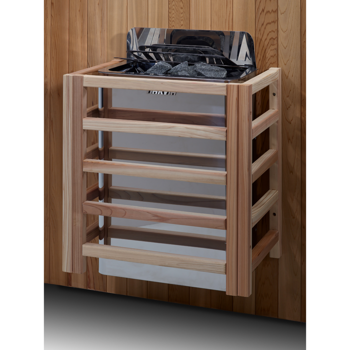 Harvia The Wall Heater, Golden Designs Vorarlberg 5-Person Traditional Outdoor Sauna - Flat Roof | GDI-8005-01