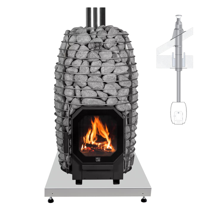 HUUM HIVE Flow 9.8kW Wood-Burning Stove Package with Chimney Kit - Thru-Ceiling