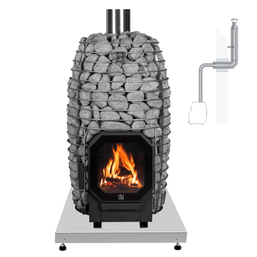HUUM HIVE Flow 9.8kW Wood-Burning Stove Package with Chimney Kit - Thru-Wall