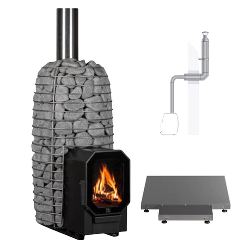 HUUM HIVE Flow LS 9.8kW Wood-Burning Stove Package with Chimney Kit - Thru-Wall