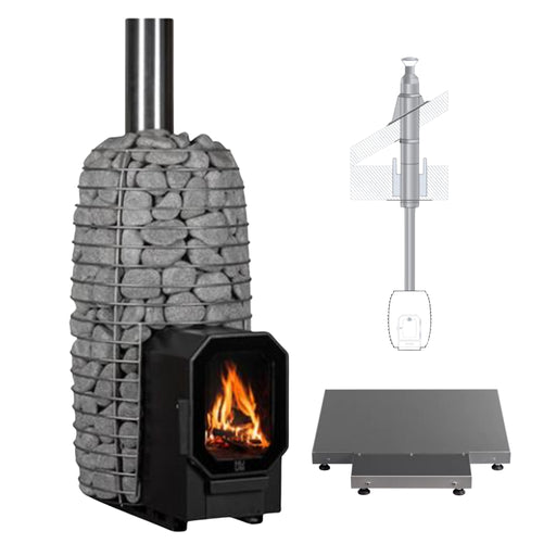 HUUM HIVE Flow Mini LS 8.5kW Wood-Burning Stove Package with Chimney Kit - Thru-Ceiling
