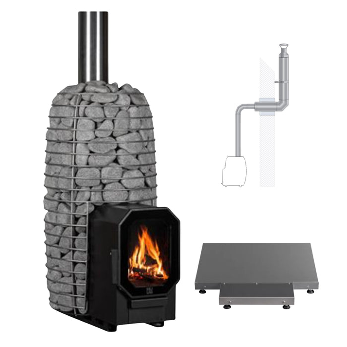 HUUM HIVE Flow Mini LS 8.5kW Wood-Burning Stove Package with Chimney Kit - Thru-Wall