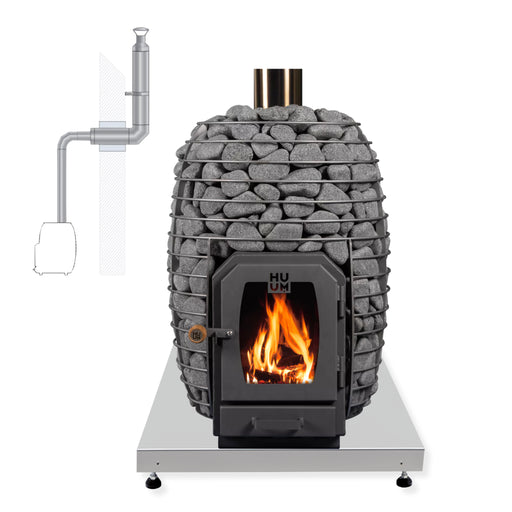 HUUM HIVE Wood Wood-Burning Stove Package with Chimney Kit - Thru-Wall
