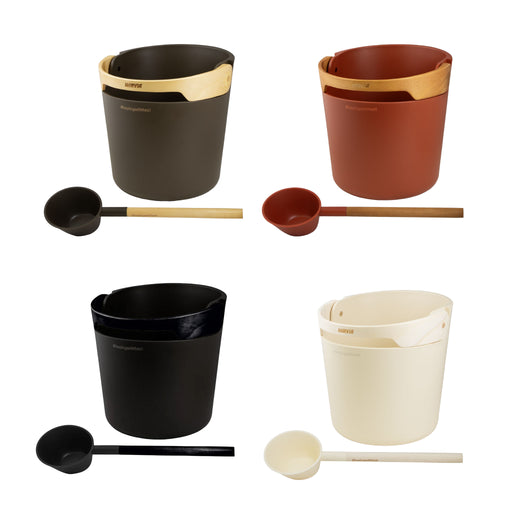 Harvia Helmi Sauna Bucket & Ladle (Black, Ivory, Terra Cotta, Chocolate)