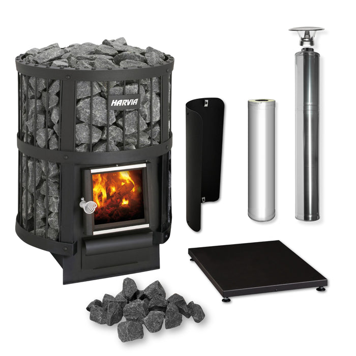 Harvia Legend 150 16kW Wood-Burning Sauna Stove Package with Chimney Kit (Stainless Steel)