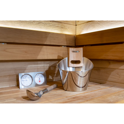 Harvia Sauna Accessory Set (Steel Bucket, Ladle, Thermometer, and Hygrometer) | SA006