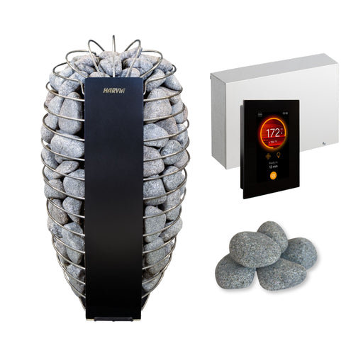 Harvia Spirit SP60E 6kW 240V Electric Sauna Heater Package w/ Fenix WiFi Control and Stones