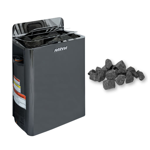 Harvia The Wall Black Electric Sauna Heater Package w/ Built-In Controls and Stones | SW80 8kW | SW60 6kW | HSW6U1B-PKG | HSW8U1B-PKG