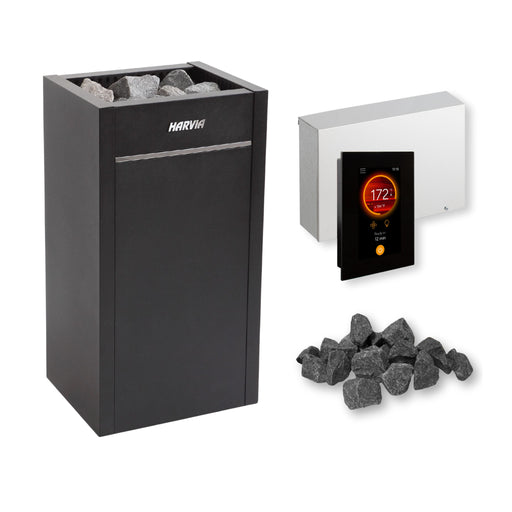 Harvia Virta Combi HL110SA 11kW 208V Electric Sauna Heater and Steamer Package w/ Fenix WiFi Control and Stones
