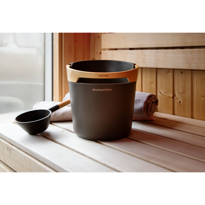 Harvia Helmi Sauna Bucket & Ladle - Chocolate