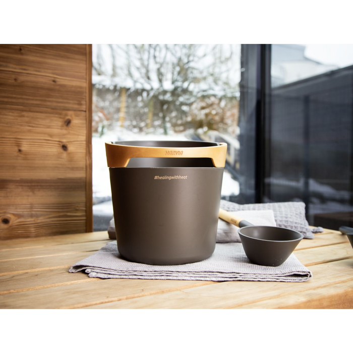 Harvia Helmi Sauna Bucket & Ladle - Chocolate