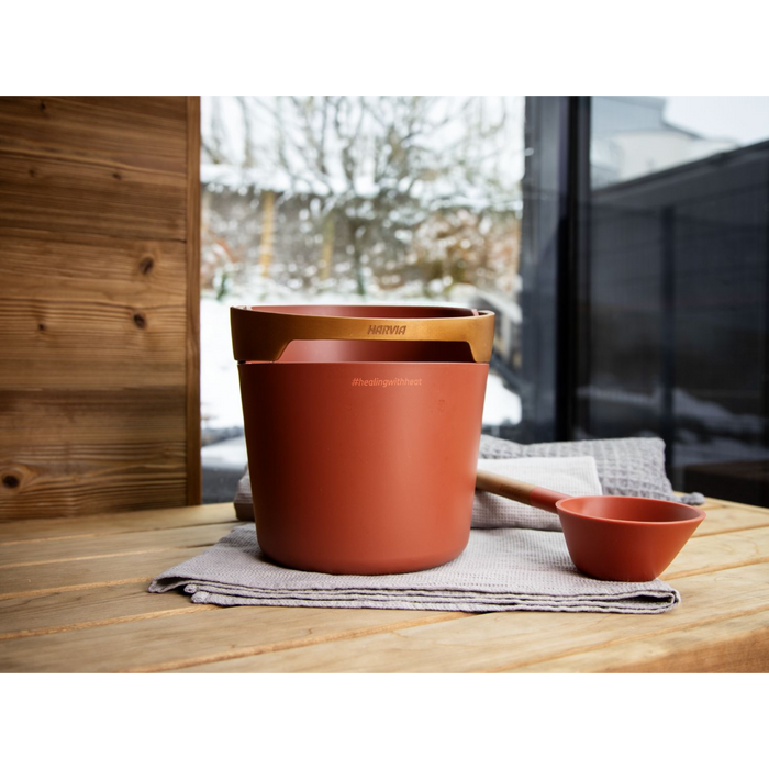 Harvia Helmi Sauna Bucket & Ladle - Chocolate