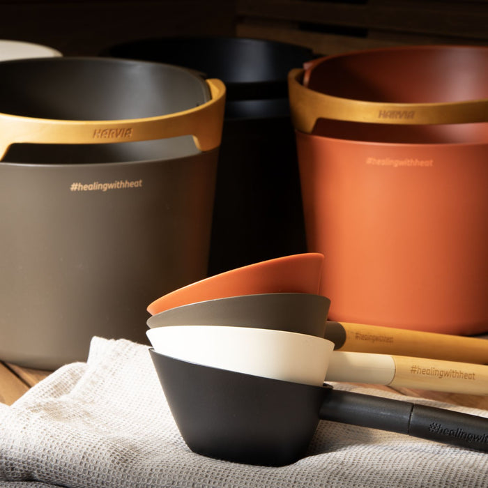 Harvia Helmi Sauna Bucket & Ladle - Chocolate