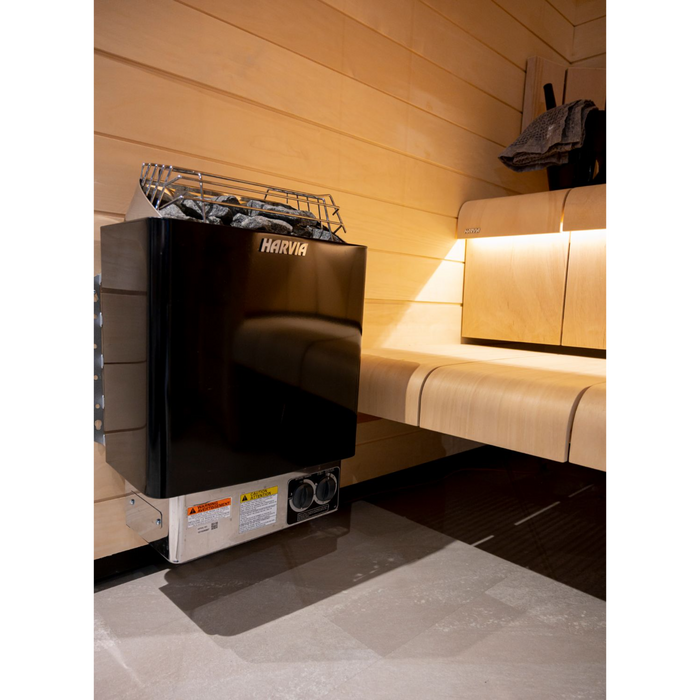 Harvia 240V Electric Sauna Heater w/ Built-In Controls, Black | KIP60B, KIP80B | JH60B2401M, JH80B2401MI 