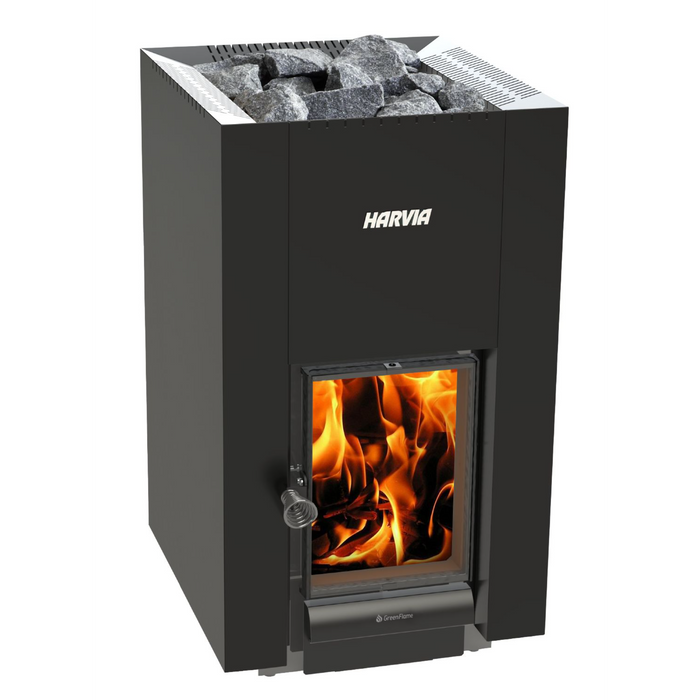 Harvia Linear 22 GreenFlame Black 15.7kW Wood-Burning Sauna Stove | WKLI20GM