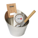 Harvia Sauna Accessory Set (Steel Bucket, Ladle, Thermometer, and Hygrometer) | SA006