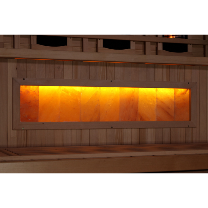 Golden Designs 3-Person Corner Full Spectrum PureTech™ Near Zero EMF FAR Infrared Sauna with Himalayan Salt Bar 4