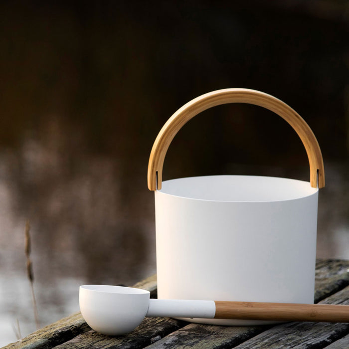 KOLO Sauna Set 2 Bucket & Ladle (White)