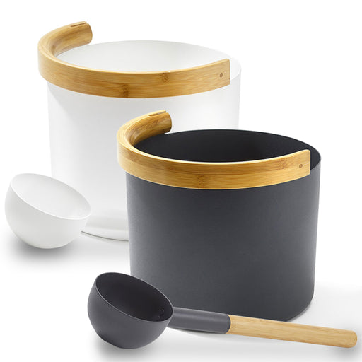 KOLO Sauna Set 2 Bucket & Ladle (Black/White)
