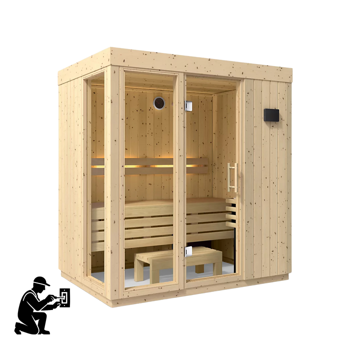 Kohler C1 Three-Person Indoor Sauna Without Floor - Scandinavian Spruce | 38441-0FNC-SPS