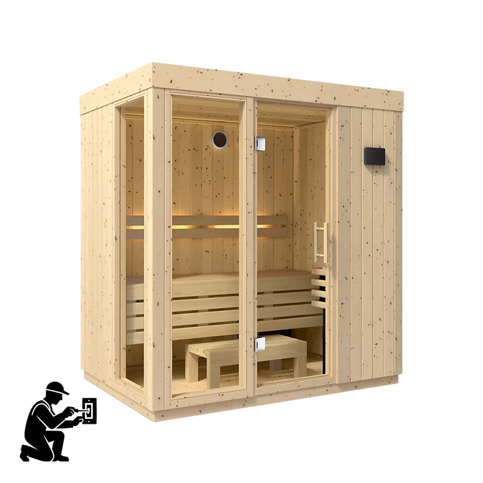 Kohler C1 Three-Person Indoor Sauna With Floor - Scandinavian Spruce | 38441-1FNC-SPS