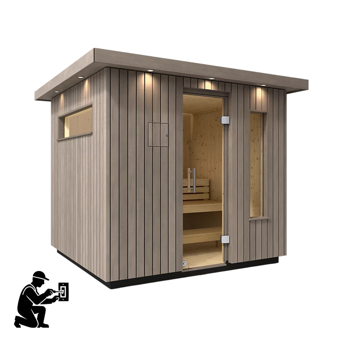 Kohler C2 Five-Person Outdoor Sauna - Weathered Grey Spruce | K-40045-1FNC-WGS