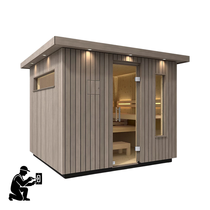 Kohler C2 Six-Person Outdoor Sauna - Weathered Grey Spruce | K-40046-1FNC-WGS