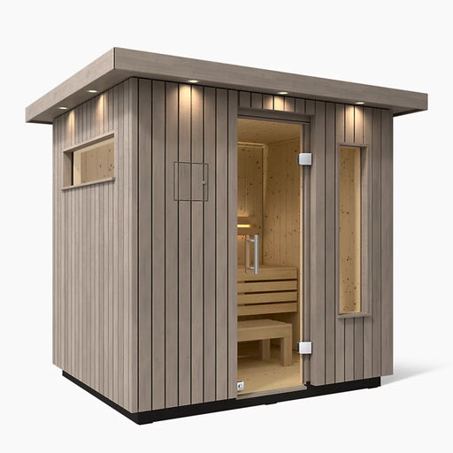 Kohler C2 Three-Person Outdoor Sauna - Weathered Grey Spruce | K-40044-1FNC-WGS