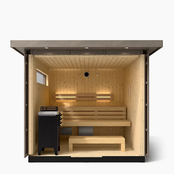 Kohler C2 Five-Person Outdoor Sauna - Weathered Grey Spruce | K-40045-1FNC-WGS