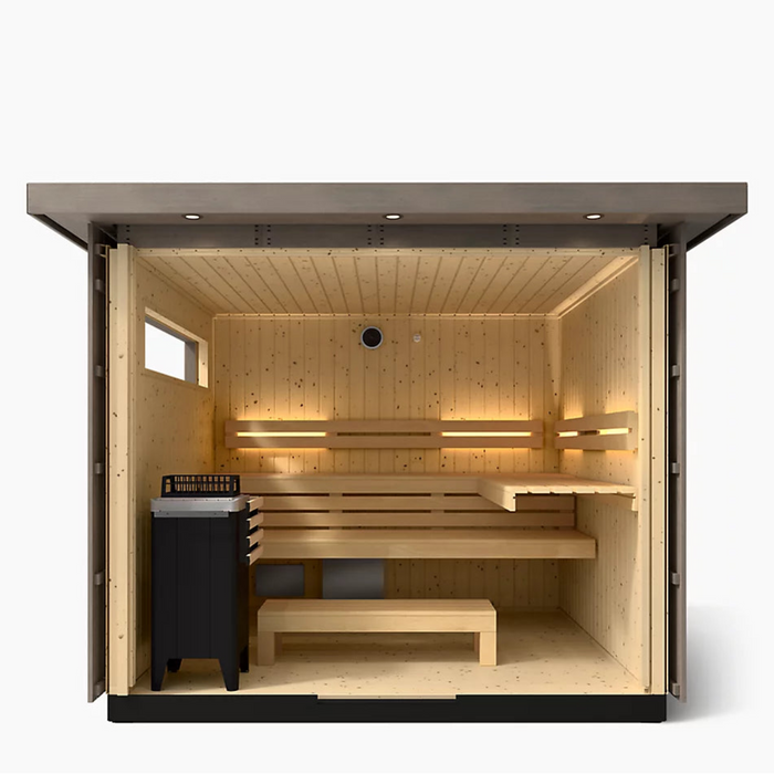 Kohler C2 Six-Person Outdoor Sauna - Weathered Grey Spruce | K-40046-1FNC-WGS