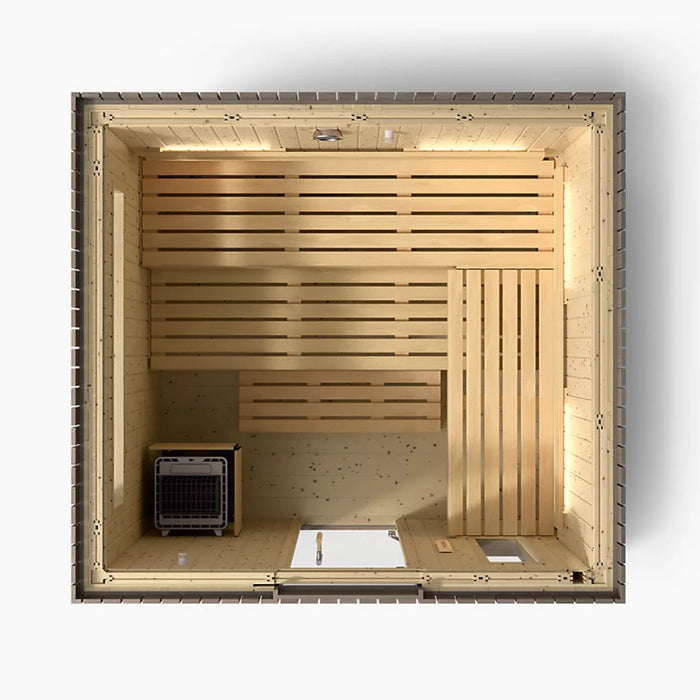 Kohler C2 Six-Person Outdoor Sauna - Weathered Grey Spruce | K-40046-1FNC-WGS