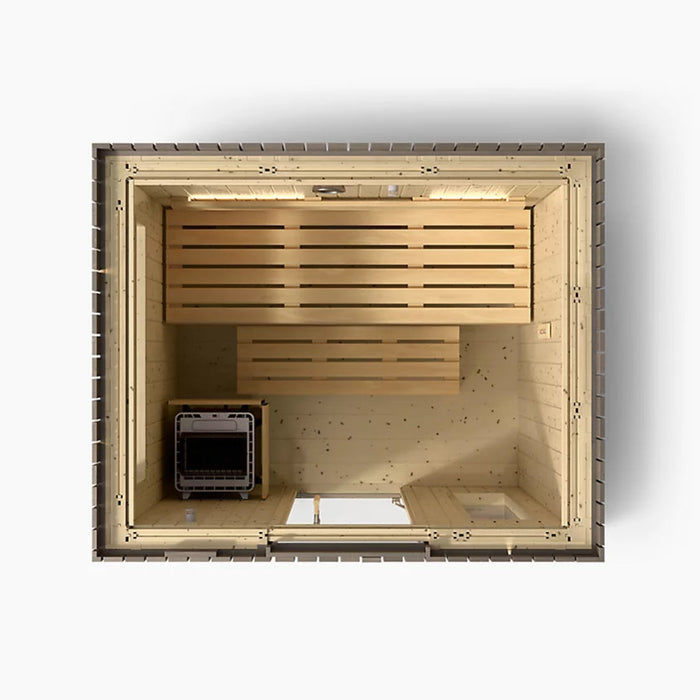 Kohler C2 Three-Person Outdoor Sauna - Weathered Grey Spruce | K-40044-1FNC-WGS