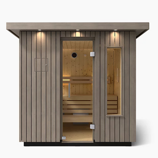 Kohler C2 Three-Person Outdoor Sauna - Weathered Grey Spruce | K-40044-1FNC-WGS