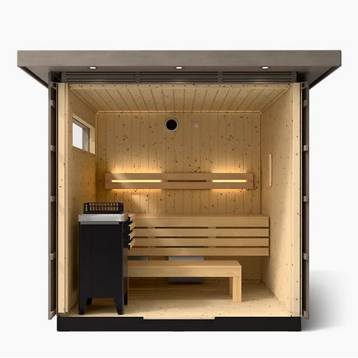 Kohler C2 Three-Person Outdoor Sauna - Weathered Grey Spruce | K-40044-1FNC-WGS