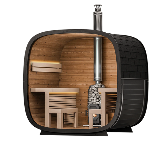 Leil® Black Cube Comfort Outdoor Sauna Kit