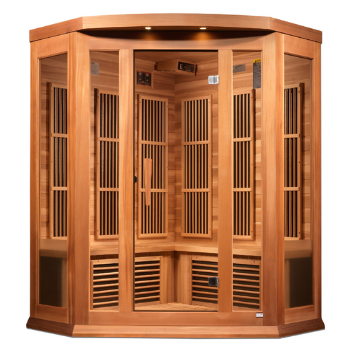 Maxxus Red Cedar 3-Person Corner Near Zero EMF FAR Infrared Sauna 1