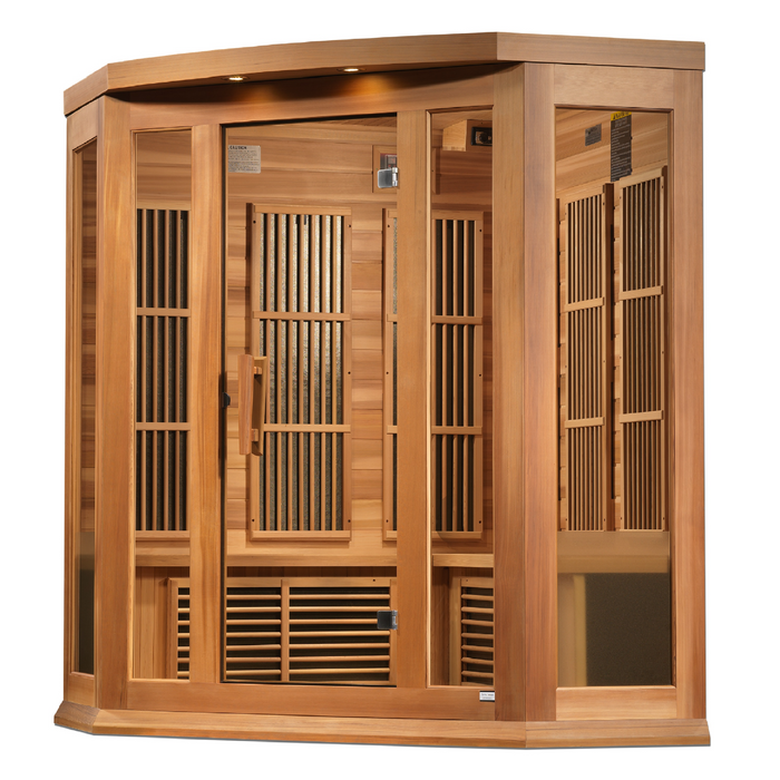 Maxxus Red Cedar 3-Person Corner Near Zero EMF FAR Infrared Sauna 4