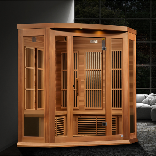 Maxxus Red Cedar 3-Person Corner Near Zero EMF FAR Infrared Sauna 2