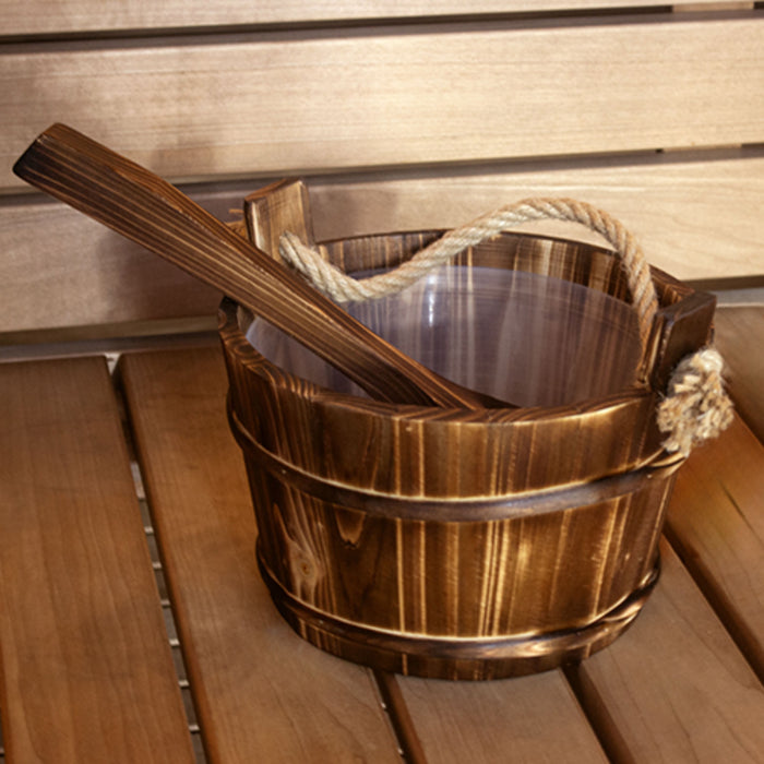 ProSaunas 1-Gal Spruce Sauna Bucket with Rope Handle and Ladle