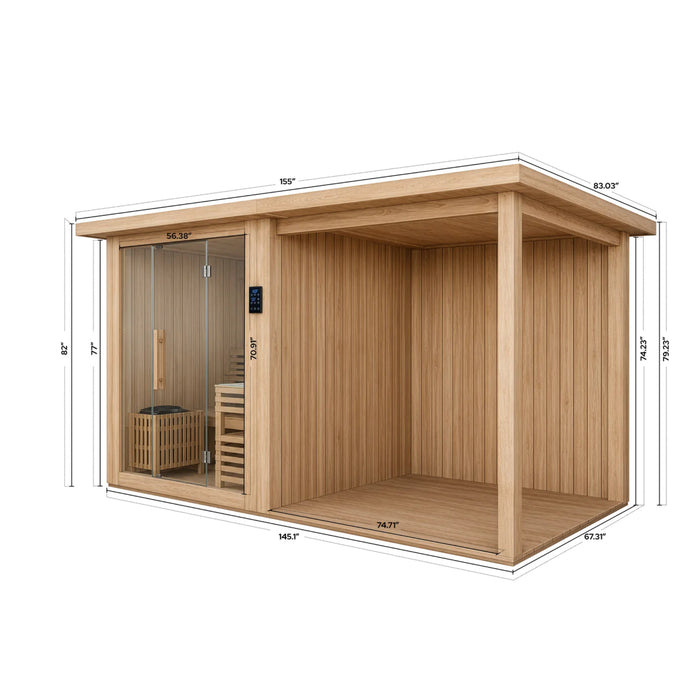 Revive 4-Person Traditional Sauna with Extension Kit Dimensions